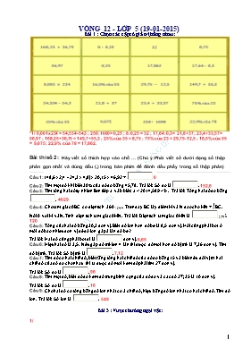 Đề thi violympic môn Toán Lớp 5 - Vòng 12 - Năm học 2014-2015